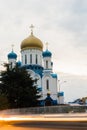 Cathedral of Christ the Savior in Uzhgorod. Holy Cross Exaltation Orthodox Cathedral. Religion and Church. Long exposure and Royalty Free Stock Photo