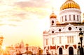 Cathedral of Christ the Saviour in Moscow, Russia, On the Sunset Royalty Free Stock Photo