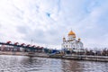 Cathedral of Christ the Saviour in Moscow, Russia on a winter day under a cloudy sky Royalty Free Stock Photo
