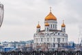 Cathedral of Christ the Saviour in Moscow, Russia on a winter day under a cloudy sky Royalty Free Stock Photo