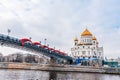 Cathedral of Christ the Saviour in Moscow, Russia on a winter day under a cloudy sky Royalty Free Stock Photo