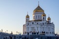 Cathedral of Christ the Saviour in Moscow, Russia. Winter sunset Royalty Free Stock Photo