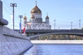 Cathedral of Christ the Saviour and Moskva river Royalty Free Stock Photo