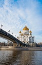 Cathedral of Christ the Saviour near Moskva river Royalty Free Stock Photo