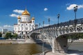 The Cathedral of Christ the Saviour and Patriarshy bridge in Mos Royalty Free Stock Photo