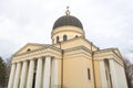 Cathedral of Christ's Nativity under a cloudy sky in winter in Chisinau, Moldova