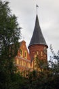 Cathedral Church in Kaliningrad seen through the trees. Royalty Free Stock Photo