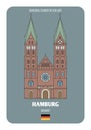 Cathedral Church of Our Lady in Hamburg, Germany. Architectural symbols of European cities