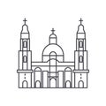 Cathedral church vector line icon, sign, illustration on background, editable strokes Royalty Free Stock Photo