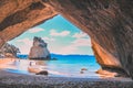 Cathedral Cove on the Coromandel Peninsula, North Island, New Zealand Royalty Free Stock Photo