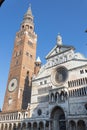 Cathedral of Cremona or Cathedral of Santa Maria Assunta and the Medieval Bell Tower of Cremona known as the Torrazzo, Lombardy, Royalty Free Stock Photo