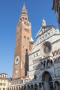 Cathedral of Cremona or Cathedral of Santa Maria Assunta and the Medieval Bell Tower of Cremona known as the Torrazzo, Lombardy, Royalty Free Stock Photo