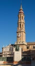 Cathedral del Salvador with Goya statue. Royalty Free Stock Photo