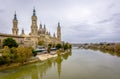 Cathedral of el Pilar and Ebro River in Zaragoza, Spain. Royalty Free Stock Photo