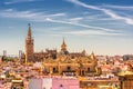 Beautiful views of the Cathedral and the Giralda from the observation deck on the roof of the Sevlian Mushrooms Metropol Parasol