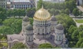 Cathedral with golden tower Royalty Free Stock Photo