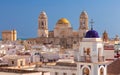 Cathedral of the Holy Cross on the Cadiz waterfront on a sunny day. Royalty Free Stock Photo