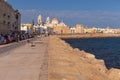 Cathedral of the Holy Cross on the Cadiz waterfront on a sunny day. Royalty Free Stock Photo