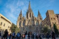 BARCELONA, SPAIN - MARCH 2, 2019: Cathedral of the Holy Cross and Saint Eulalia in Barcelona, Catalonia, Spain, Europe.