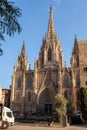 Cathedral of the Holy Cross and Saint Eulalia in Barri Gothic Quarter in Barcelona, Catalonia, Spain