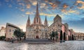 Cathedral of the Holy Cross and Saint Eulalia at sunset in Barcelona, Spain Royalty Free Stock Photo