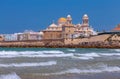 Cathedral of the Holy Cross on the waterfront of Cadiz on a sunny day. Royalty Free Stock Photo