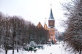 Cathedral in Kaliningrad, winter Cathedral of our lady and St. Adalbert, brick Gothic, grave of Immanuel Kant