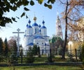 Cathedral of the Kazan Icon of the Mother of God and Bell Tower of Kazan Monasteryin in Tambov Royalty Free Stock Photo