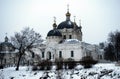 Cathedral of the Lady Day in the city of Gagarin in the winter.