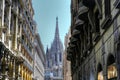 Cathedral looking down the street in Barcelona