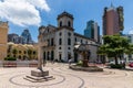 Panorama with Cathedral and Cross Monument of historical center Square Largo da SÃÂ©. SÃÂ©, Macao, China, Asia Royalty Free Stock Photo