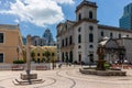 Panoramic view on Cathedral and Cross Monument of historical center Square Largo da SÃÂ©. SÃÂ©, Macao, China, Asia Royalty Free Stock Photo