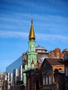 Cathedral mosque against the background of blue sky and urban architecture. Russia. City of Perm. Urban landscape with a Royalty Free Stock Photo