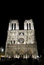 Cathedral Notre Dame de Paris at night Royalty Free Stock Photo