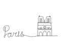 Cathedral of Notre Dame de Paris, one line drawing vector illustration Royalty Free Stock Photo