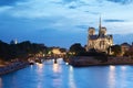 The Cathedral of Notre Dame de Paris, twilight Royalty Free Stock Photo