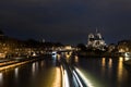 Cathedral Notre Dame in Paris at night Royalty Free Stock Photo