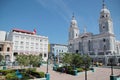 The cathedral of Nuestra Senora de la Asuncion and Cespedes park, in Santiago de Cuba, Cuba Royalty Free Stock Photo