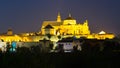Cathedral of Our Lady of the Assumption in night time. Cordoba Royalty Free Stock Photo