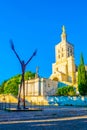 Cathedral of our lady with jesus christ statue in Avignon, France