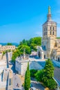 Cathedral of our lady with jesus christ statue in Avignon, France