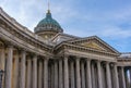 Cathedral of Our Lady of Kazan, Russian Orthodox Church with Kutuzov statue in Saint Petersburg, Russia Royalty Free Stock Photo