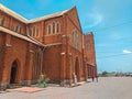 Cathedral of Our Lady of the Rosary of Mbalmayo, a German construction made of mud bricks during the colonization in Cameroon Royalty Free Stock Photo