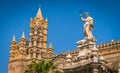 The Cathedral of Palermo with the Santa Rosalia statue. Sicily, southern Italy.