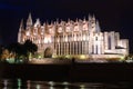 Cathedral of Palma de Mallorca La Seu night view Royalty Free Stock Photo