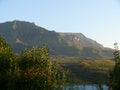 Cathedral Peak, Drakensburg, South Africa  Hotel view of Mountains Royalty Free Stock Photo