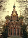 Cathedral of the Resurrection of Christ in Saint Petersburg, Russia. Church of the Savior on Blood.Tinted photo Royalty Free Stock Photo