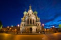 Cathedral of the Resurrection of Christ Spas-on-the-Blood in a night landscape. Saint-Petersburg, Russia Royalty Free Stock Photo
