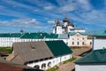 The cathedral rises above the old buildings