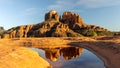 Cathedral Rock reflection in Sedona, Arizona. Royalty Free Stock Photo